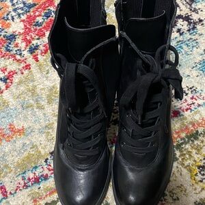 Steve Madden Black Lace-Up Combat Boots